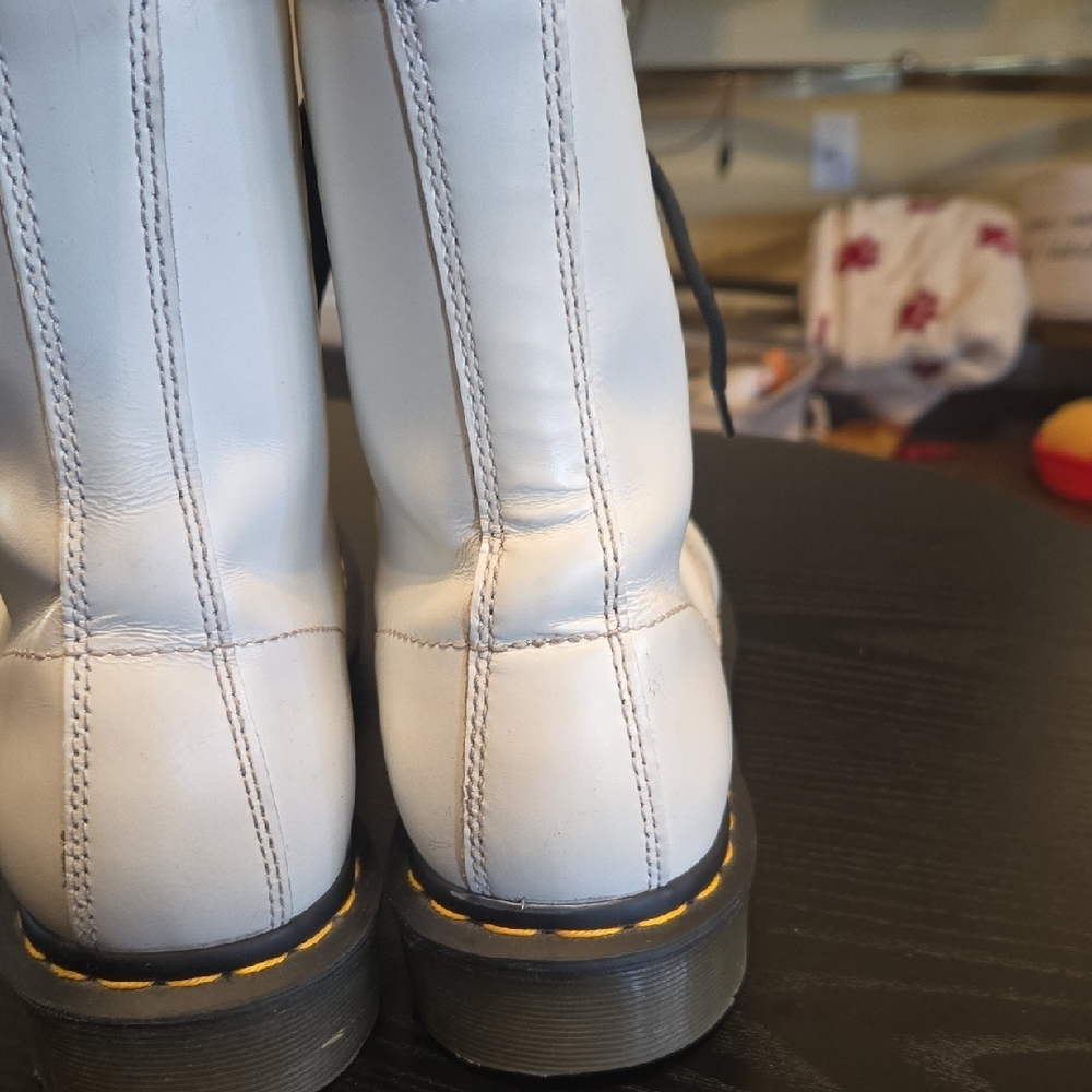 Dr. Martens White Boots with Black Accents Size 10 - Picture 7 of 15